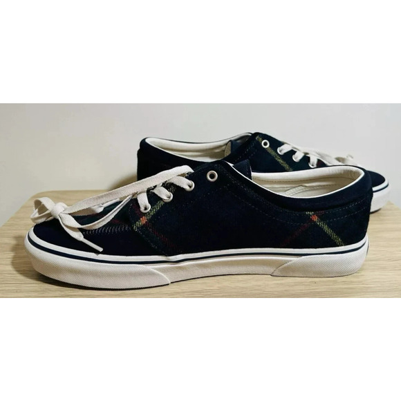 Polo Ralph Lauren Mens Faxon X Tartan Navy Plaid Lace Up Sneaker Shoes Sz 11.5